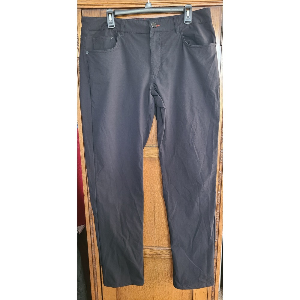 QOR Mens Performance Stretch Travel Pants Black/Charcoal Gray 36x34 Straight Leg